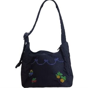 BAGGU Black Mini Shoulder Bag - Cross Stitch Fruit